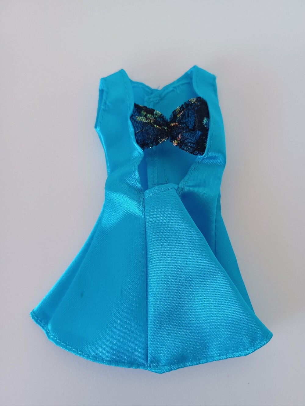 Vintage Barbie Fashion Doll Dress Blue And Black Lace Toy Clothing